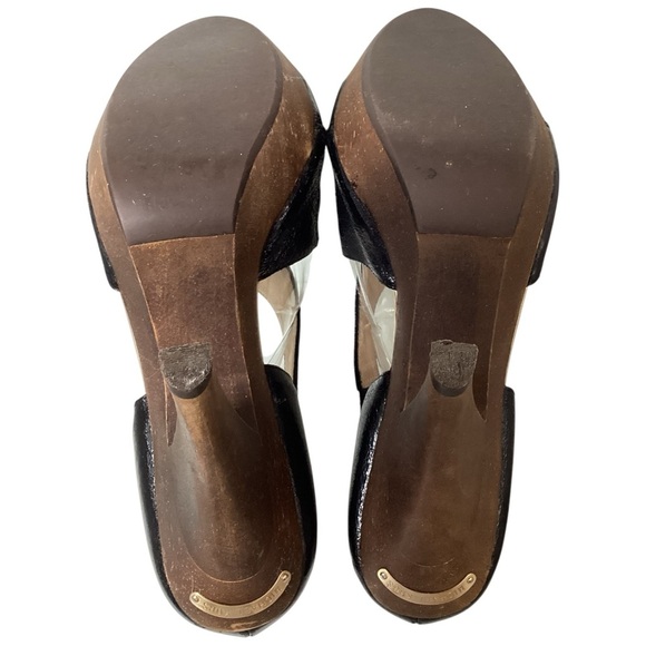 Michael Kors Black and Gold Peep-Toe Heels Size 9.5M - Picture 8 of 12